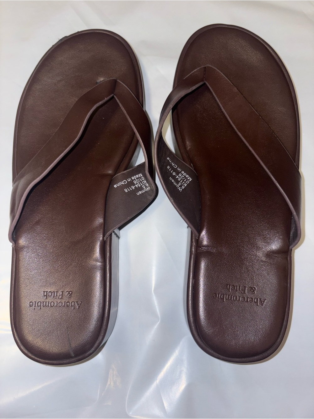Abercrombie & Fitch Men's Dark Brown Leather Flip Flops